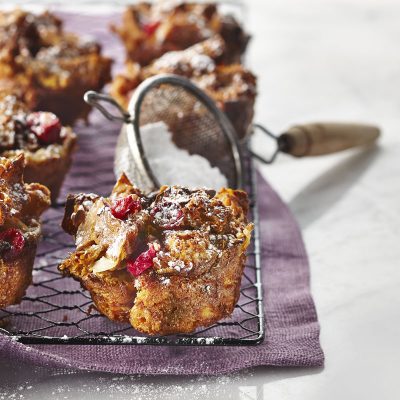 Mini Apple Cranberry Bread Puddings - Spice it up!